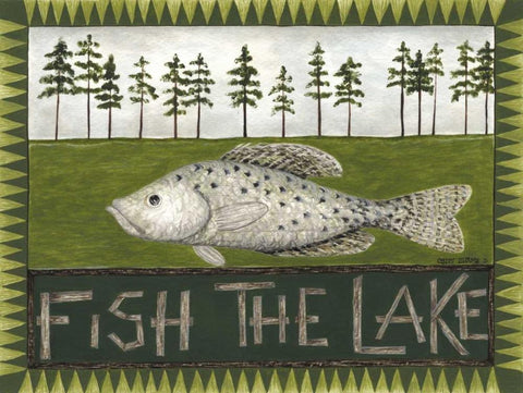 Fish the Lake White Modern Wood Framed Art Print with Double Matting by Shamp, Cindy