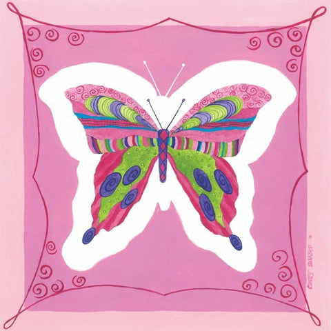 Butterfly II Black Ornate Wood Framed Art Print with Double Matting by Shamp, Cindy