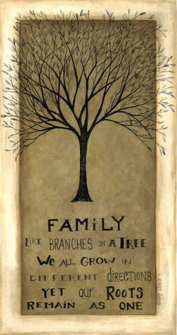 Family Tree Black Ornate Wood Framed Art Print with Double Matting by Shamp, Cindy