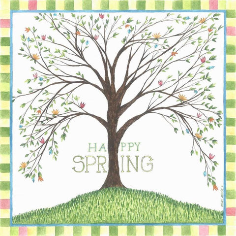 Happy Spring White Modern Wood Framed Art Print with Double Matting by Shamp, Cindy