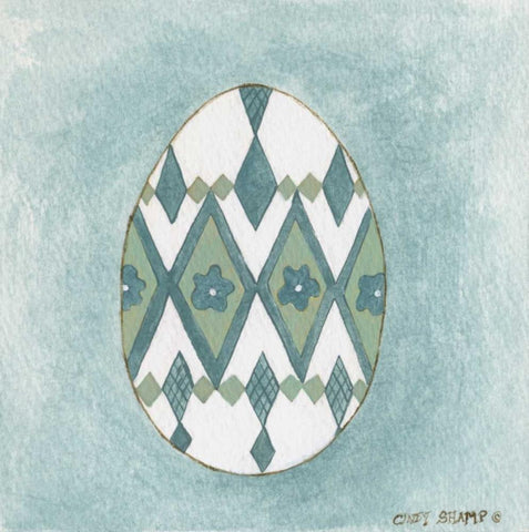 Easter Egg White Modern Wood Framed Art Print with Double Matting by Shamp, Cindy