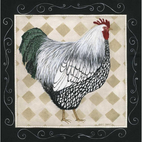 Rooster and Hen I Gold Ornate Wood Framed Art Print with Double Matting by Shamp, Cindy