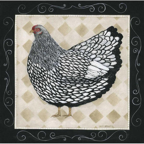 Rooster and Hen II Gold Ornate Wood Framed Art Print with Double Matting by Shamp, Cindy