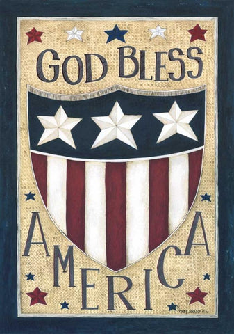 God Bless America White Modern Wood Framed Art Print with Double Matting by Shamp, Cindy