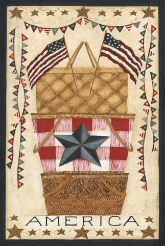 Barn Star America Black Ornate Wood Framed Art Print with Double Matting by Shamp, Cindy