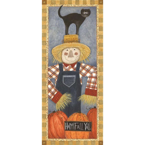 Happy Fall Yall Black Modern Wood Framed Art Print with Double Matting by Shamp, Cindy