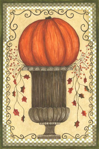 Put That Pumpkin on a Pedestal Black Ornate Wood Framed Art Print with Double Matting by Shamp, Cindy