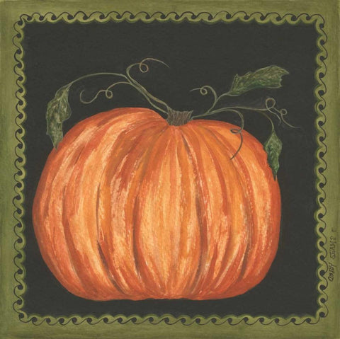 Pumpkin Black Ornate Wood Framed Art Print with Double Matting by Shamp, Cindy