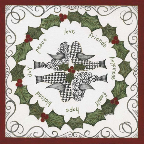 Wreath White Modern Wood Framed Art Print with Double Matting by Shamp, Cindy
