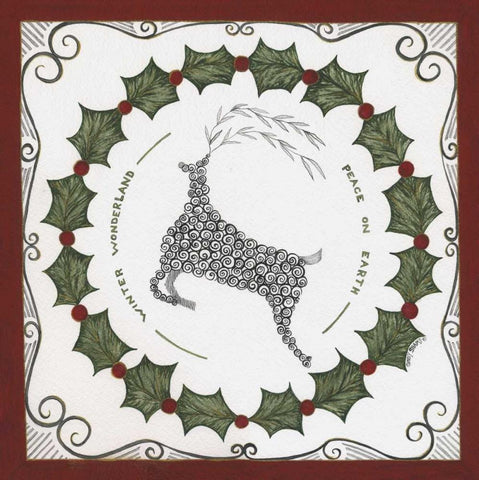 Winter Wonderland Wreath Black Ornate Wood Framed Art Print with Double Matting by Shamp, Cindy