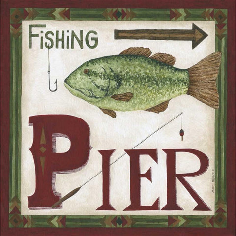 Fishing Pier Black Modern Wood Framed Art Print with Double Matting by Shamp, Cindy