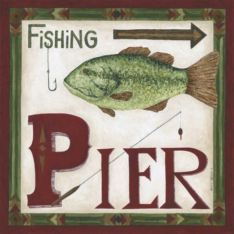 Fishing Pier Black Ornate Wood Framed Art Print with Double Matting by Shamp, Cindy