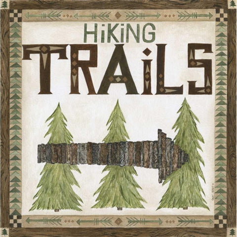 Hiking Trails Black Modern Wood Framed Art Print with Double Matting by Shamp, Cindy