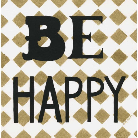 Be Happy White Modern Wood Framed Art Print by Shamp, Cindy