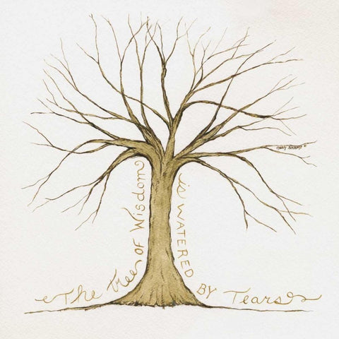 Tree White Modern Wood Framed Art Print with Double Matting by Shamp, Cindy