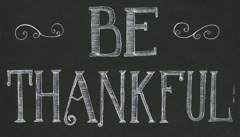 Be Thankful White Modern Wood Framed Art Print with Double Matting by Shamp, Cindy