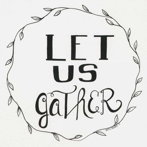 Let Us Gather Wreath Black Modern Wood Framed Art Print with Double Matting by Shamp, Cindy
