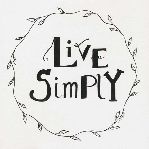 Live Simply Wreath White Modern Wood Framed Art Print with Double Matting by Shamp, Cindy