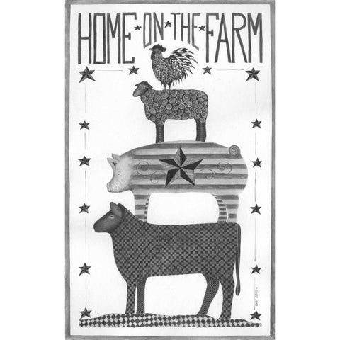 Home on the Farm Black Modern Wood Framed Art Print with Double Matting by Shamp, Cindy