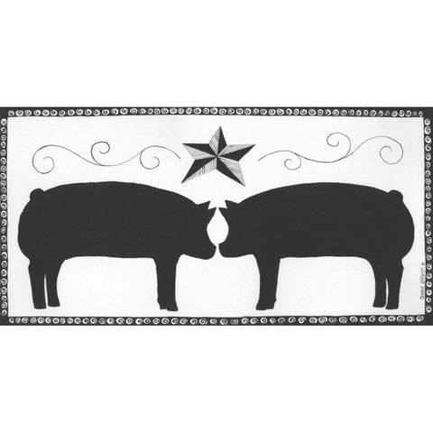 Pigs Gold Ornate Wood Framed Art Print with Double Matting by Shamp, Cindy