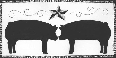 Pigs White Modern Wood Framed Art Print with Double Matting by Shamp, Cindy