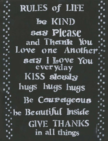 Rules of Life Black Ornate Wood Framed Art Print with Double Matting by Shamp, Cindy