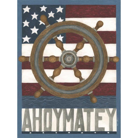 Ahoy Matey Black Modern Wood Framed Art Print with Double Matting by Shamp, Cindy