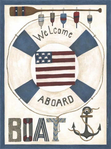 Welcome Aboard Black Ornate Wood Framed Art Print with Double Matting by Shamp, Cindy