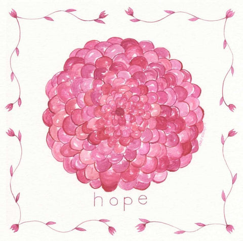 Hope Flower Black Ornate Wood Framed Art Print with Double Matting by Shamp, Cindy