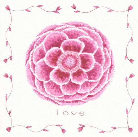 Love Flower Black Ornate Wood Framed Art Print with Double Matting by Shamp, Cindy