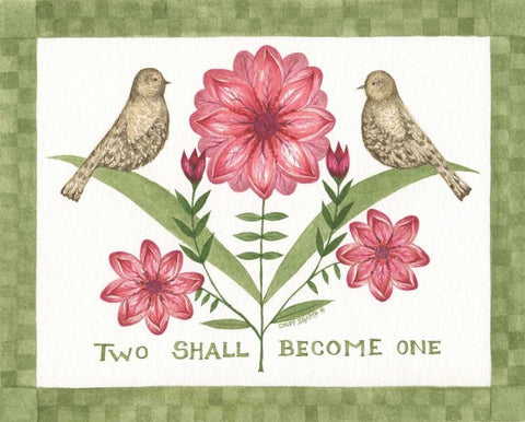Two Shall Become White Modern Wood Framed Art Print with Double Matting by Shamp, Cindy