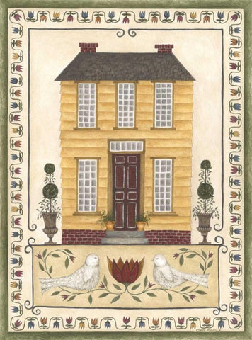 Yellow House Black Ornate Wood Framed Art Print with Double Matting by Shamp, Cindy
