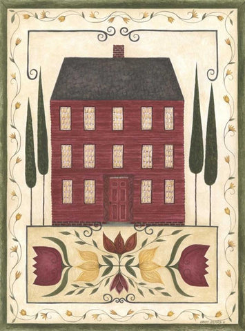 Red House Black Ornate Wood Framed Art Print with Double Matting by Shamp, Cindy