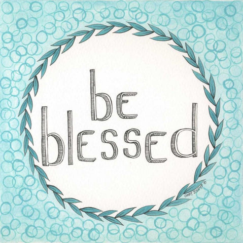 Be Blessed Swirls White Modern Wood Framed Art Print with Double Matting by Shamp, Cindy