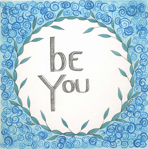 Be You Swirls White Modern Wood Framed Art Print with Double Matting by Shamp, Cindy