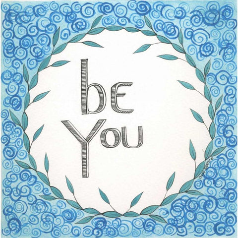 Be You Swirls Black Modern Wood Framed Art Print with Double Matting by Shamp, Cindy