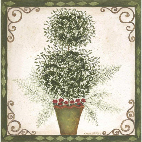 Topiary IV Gold Ornate Wood Framed Art Print with Double Matting by Shamp, Cindy