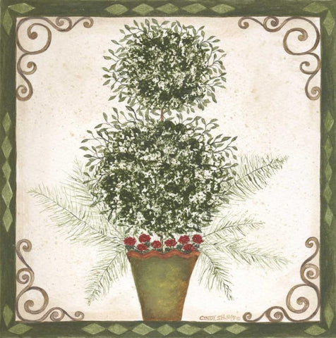 Topiary IV White Modern Wood Framed Art Print with Double Matting by Shamp, Cindy