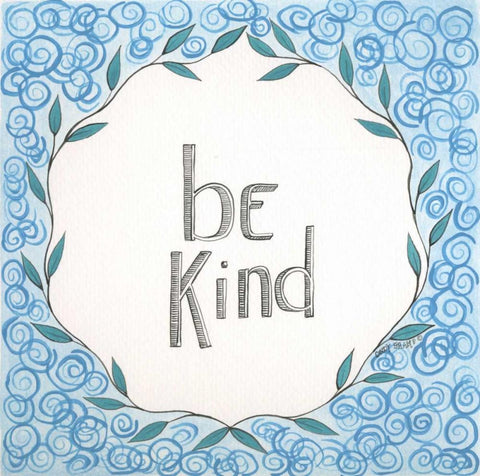 Be Kind Swirls White Modern Wood Framed Art Print with Double Matting by Shamp, Cindy