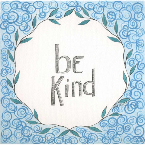 Be Kind Swirls Black Modern Wood Framed Art Print by Shamp, Cindy