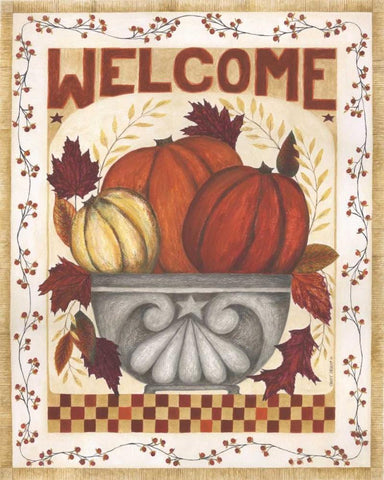 Welcome Black Ornate Wood Framed Art Print with Double Matting by Shamp, Cindy