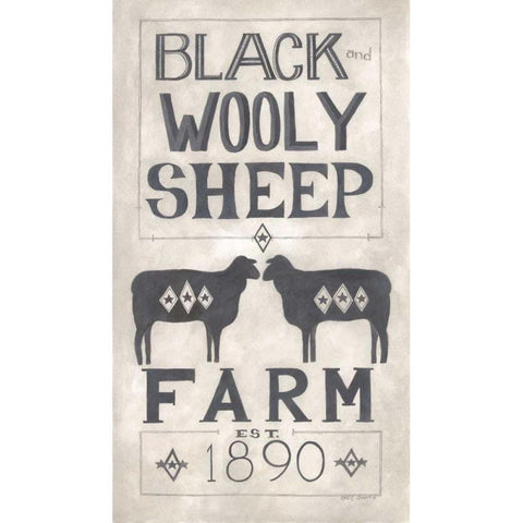 Black Wooly Sheep Black Modern Wood Framed Art Print with Double Matting by Shamp, Cindy