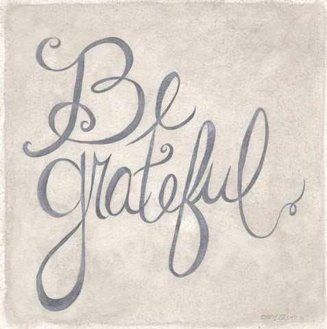 Be Grateful White Modern Wood Framed Art Print with Double Matting by Shamp, Cindy
