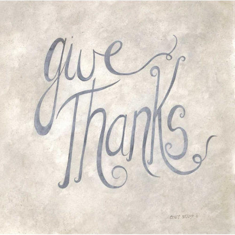 Give Thanks White Modern Wood Framed Art Print by Shamp, Cindy