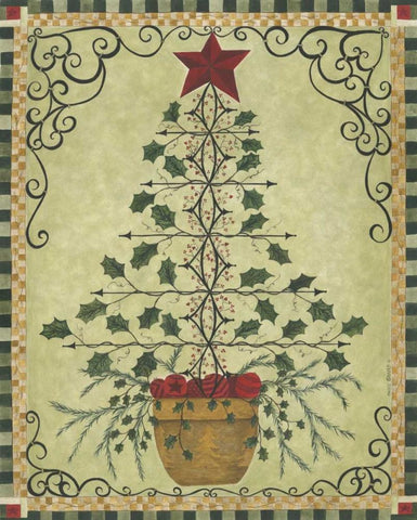 Topiary Tree Black Ornate Wood Framed Art Print with Double Matting by Shamp, Cindy