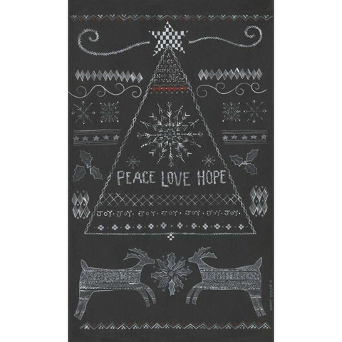 Peace, Love, Hope Tree Black Modern Wood Framed Art Print by Shamp, Cindy