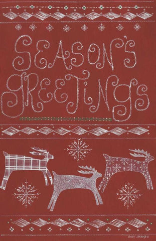 Seasons Greetings White Modern Wood Framed Art Print with Double Matting by Shamp, Cindy