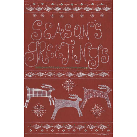 Seasons Greetings Gold Ornate Wood Framed Art Print with Double Matting by Shamp, Cindy
