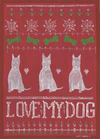 Love My Dog White Modern Wood Framed Art Print with Double Matting by Shamp, Cindy