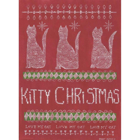 Kitty Christmas White Modern Wood Framed Art Print by Shamp, Cindy